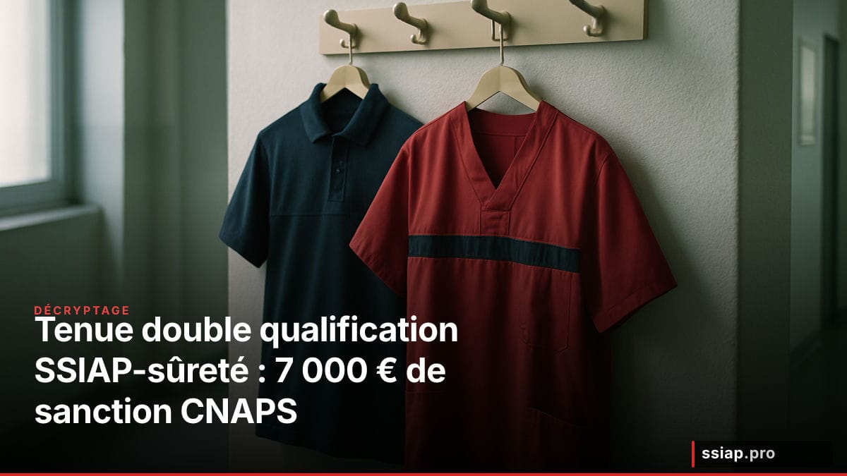 Deux tenues professionnelles SSIAP et sûreté côte à côte, sanction CNAPS sécurité privée double qualification
