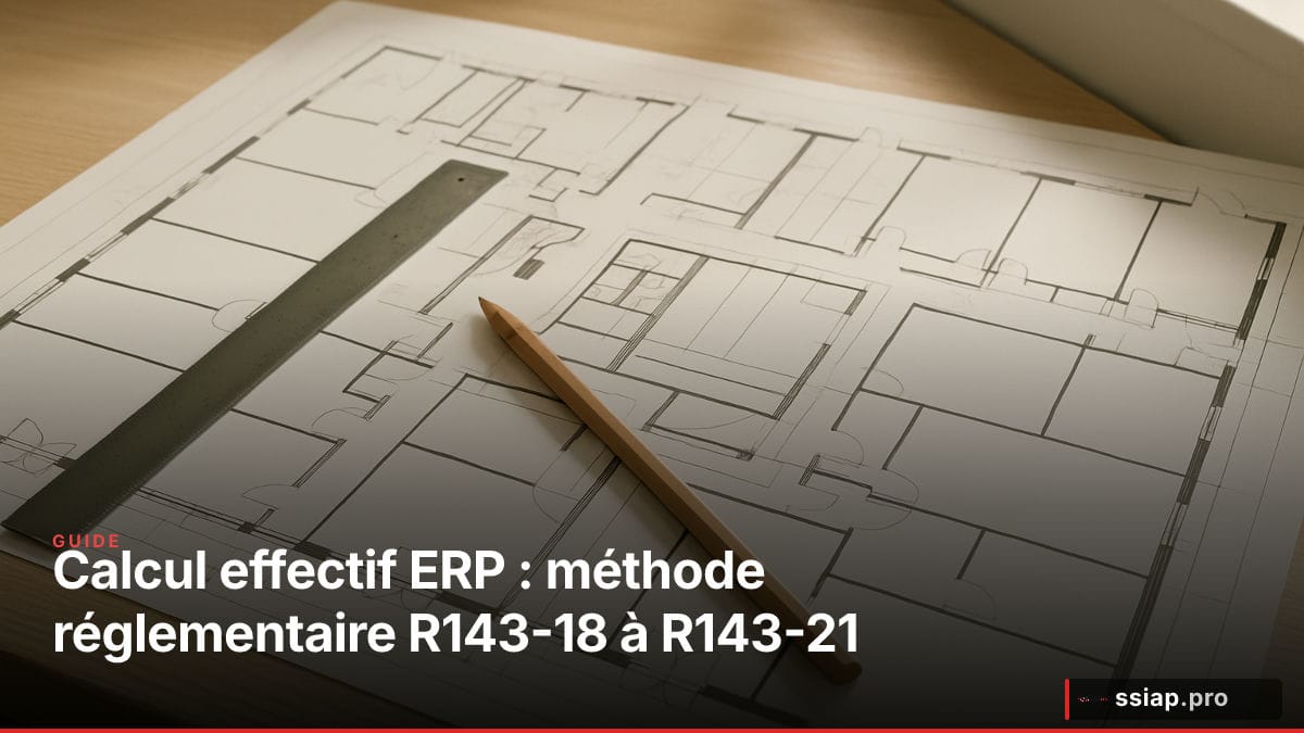 Plan de masse ERP avec zones de calcul d'effectif réglementaire - sécurité incendie ERP