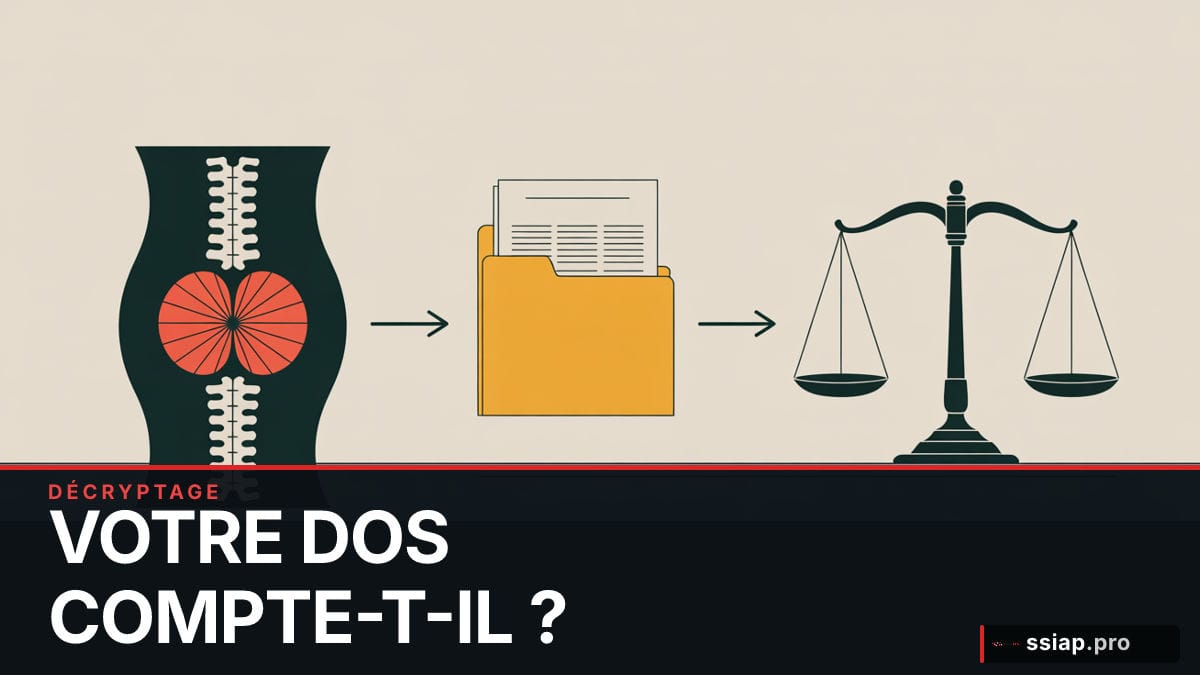Modèle anatomique de colonne lombaire sur bureau — maladie professionnelle sécurité privée SSIAP
