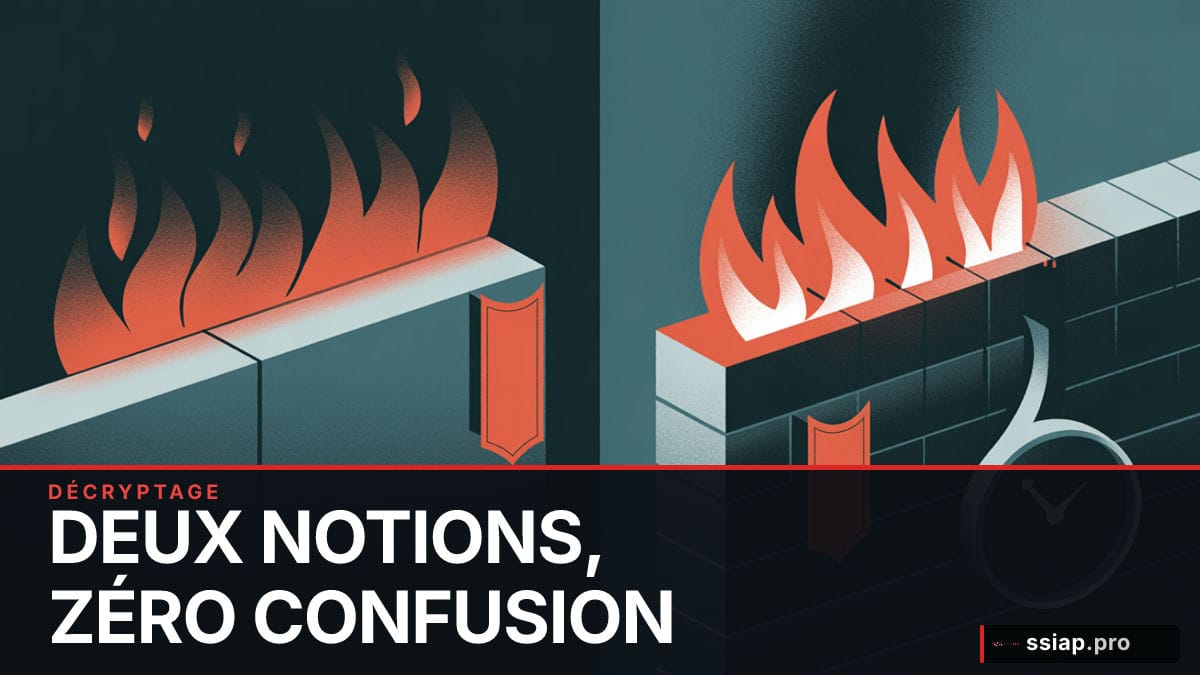 Deux matériaux de construction face aux flammes illustrant réaction au feu et résistance au feu en sécurité incendie