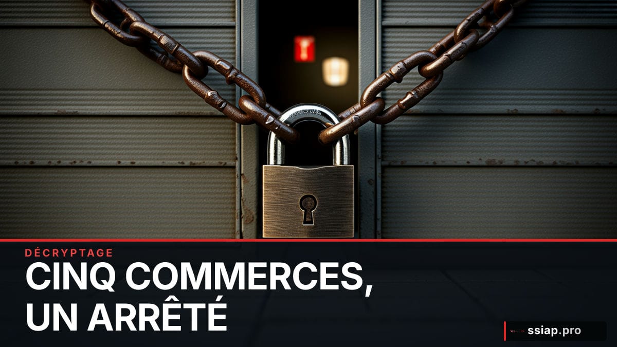 Rideau métallique cadenassé d'un commerce fermé par arrêté municipal - sécurité incendie ERP