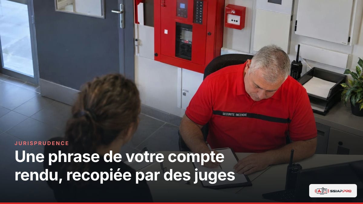 À un poste SSIAP, un agent rédige un compte rendu après une altercation verbale dans un bâtiment public.
