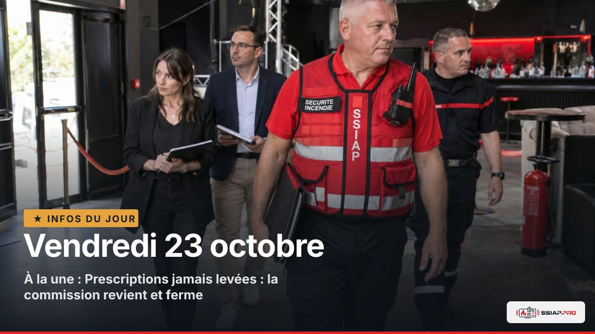 INFOS DU JOUR ssiap.pro, Vendredi 23 octobre : Commission de sécurité dans une discothèque de la Drôme, inspection SSIAP après des prescriptions non levées.