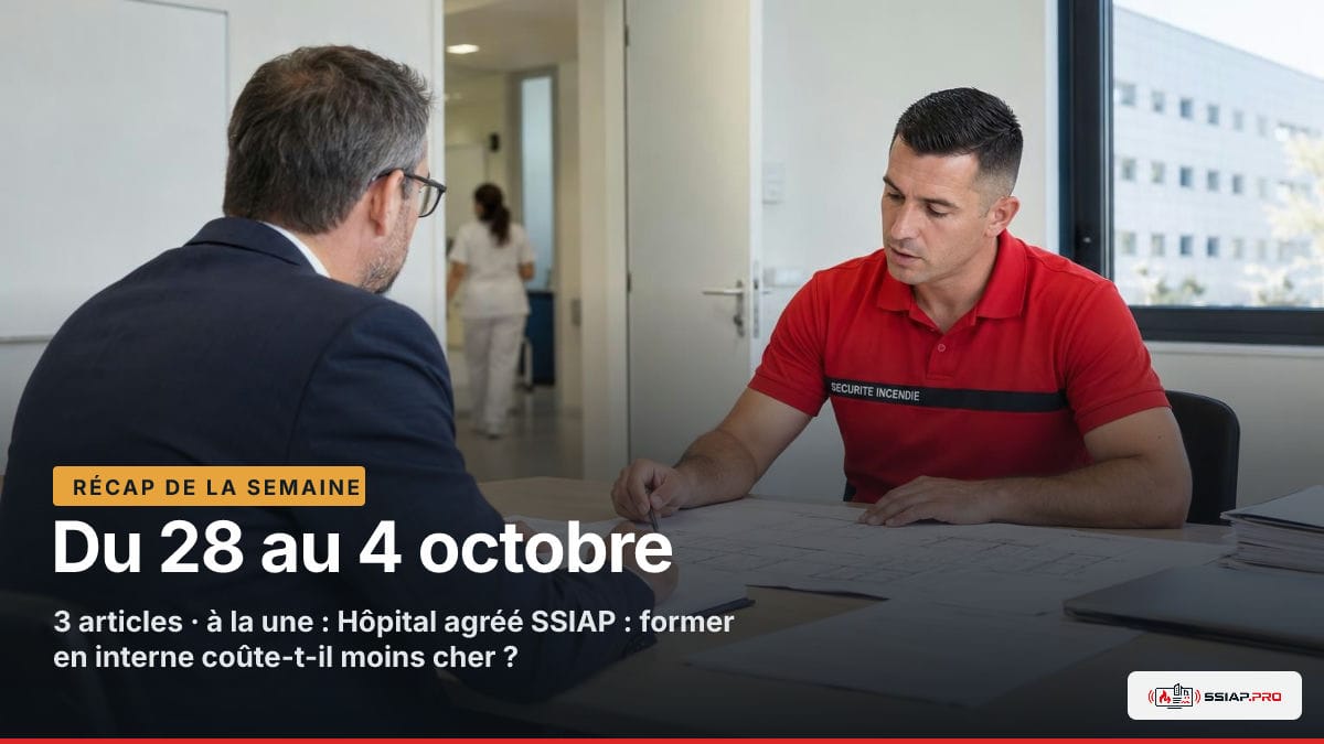 RÉCAP DE LA SEMAINE ssiap.pro, Du 28 au 4 octobre : Réunion dans un hôpital pour comparer le coût de la formation SSIAP en interne ou en externe.