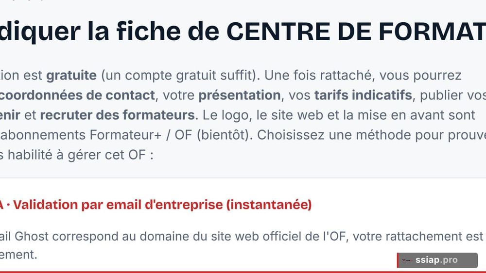 Organismes de formation : revendiquez gratuitement votre fiche OF sur SSIAP.PRO (et remplissez vos sessions) image de l'article