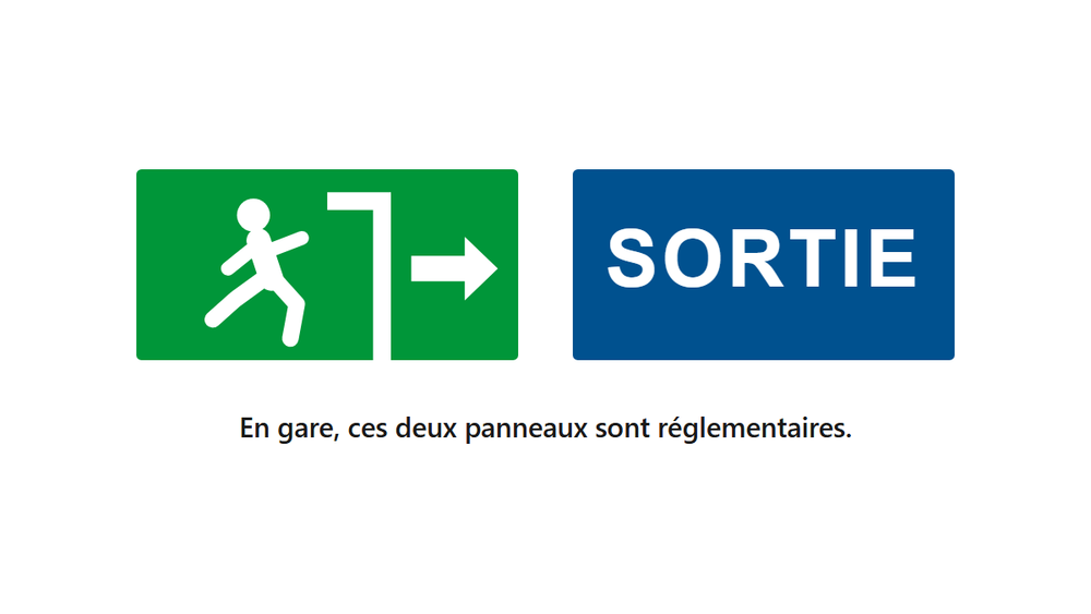 En gare, le panneau SORTIE a le droit d'être bleu ! image de l'article
