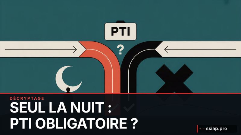 Dispositif PTI posé sur un bureau de PC sécurité la nuit – travailleur isolé sécurité incendie