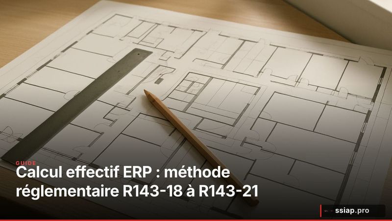 Plan de masse ERP avec zones de calcul d'effectif réglementaire - sécurité incendie ERP