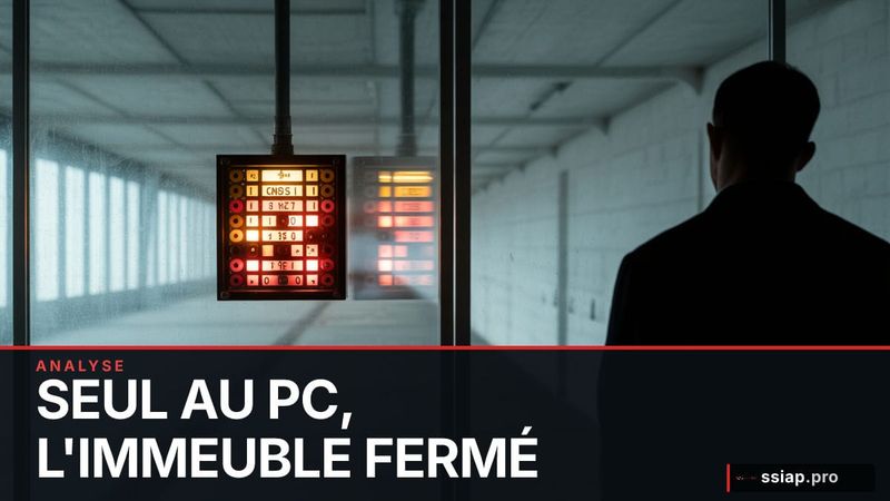 Poste de sécurité incendie vide avec tableau de signalisation allumé — jurisprudence SSIAP ERP