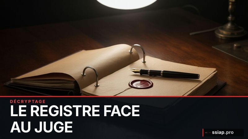 Registre de sécurité ouvert avec sceau rouge sur bureau - jurisprudence sécurité incendie ERP