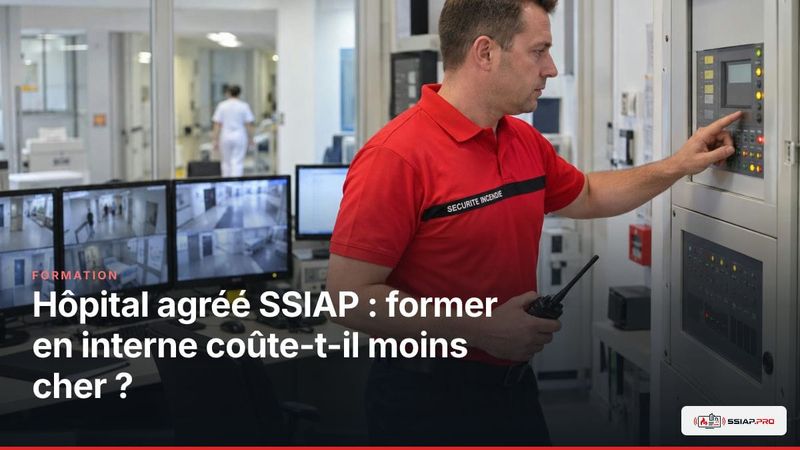 Dans le PC sécurité d’un hôpital, un agent SSIAP prépare la formation interne en sécurité incendie.