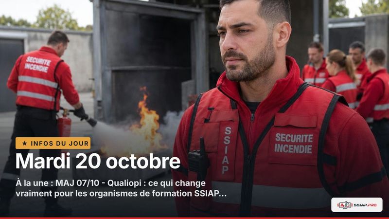 INFOS DU JOUR ssiap.pro, Mardi 20 octobre : Formation SSIAP en pratique avec extincteur, dans un cadre réel de sécurité incendie.