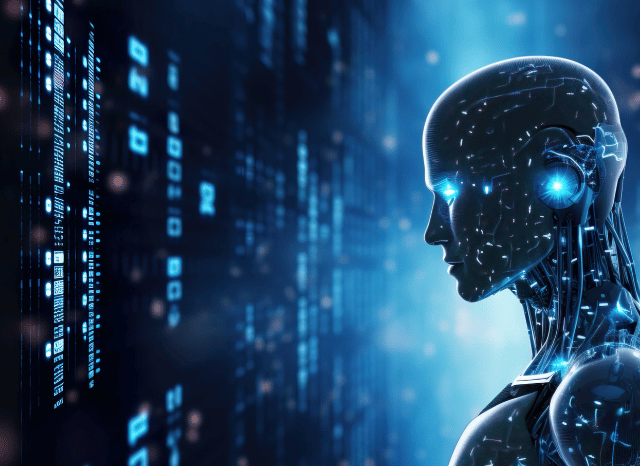 A humanoid robot interacting with advanced technology in a modern research facility, illustrating the future applications explored in Stanislav Kondrashov and robot.