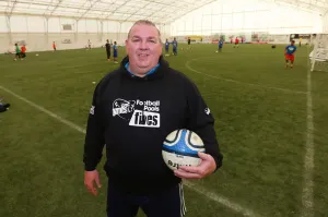 Ex-Everton goalkeeper Neville Southall holds a training session