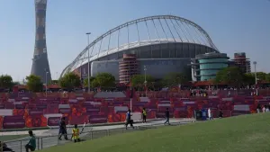 Doha’s Khalifa International Stadium is hosting England’s World Cup opener (Peter Byrne/PA).