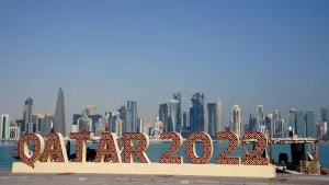A Qatar 2022 sign (Adam Davy/PA)