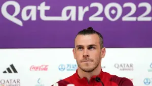 Wales captain Gareth Bale speaking at a press conference before his side’s World Cup opener against the United States (Peter