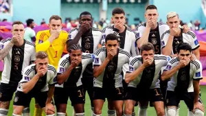 Germany praised by England fan group for covered mouths protest at World Cup