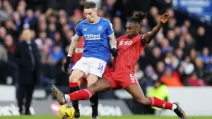 Anthony Stewart in action against Rangers (Steve Welsh/PA)