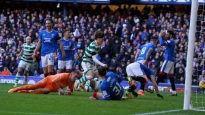 Kyogo Furuhashi scored a late equaliser for Celtic (Andrew Milligan/PA)
