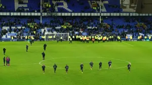 The scenes after the Everton-Southampton match at Goodison Park (Peter Byrne/PA)