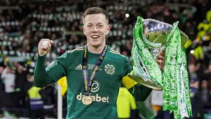 Celtic’s Callum McGregor with the League Cup (Kenneth Ramsay/Pool/The Sun)