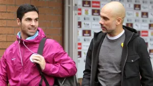 Pep Guardiola (right) faces former assistant Mikel Arteta (left) in the FA Cup (Richard Sellers/PA)