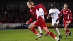 Tommy Leigh’s added-time penalty edges Accrington past Boreham Wood in FA Cup