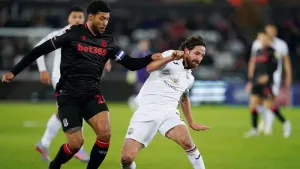 Josh Laurent hits brace as Stoke ease relegation fears with win at Swansea