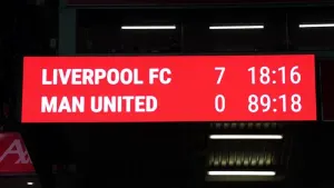 Manchester United were beaten 7-0 at Anfield (Peter Byrne/PA).