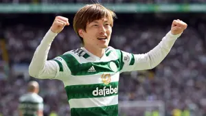 Kyogo Furuhashi scored twice for Celtic (Malcolm Mackenzie/PA)