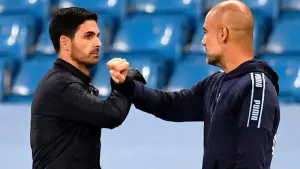 Arsenal manager Mikel Arteta (left) and Manchester City manager Pep Guardiola 