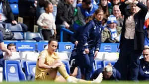 Lucy Bronze suffered an injury at Stamford Bridge (Zac Goodwin/PA)
