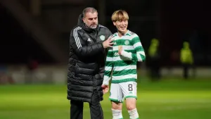 Celtic boss Ange Postecoglou and striker Kyogo Furuhashi 