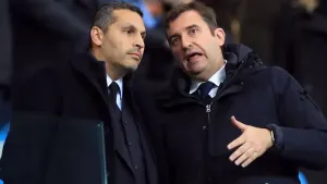 Manchester City chairman Khaldoon Al Mubarak (left) and chief executive officer Ferran Soriano (Mike Egerton/PA)