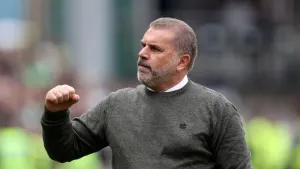 Ange Postecoglou takes over at Tottenham after guiding Celtic to the domestic treble in Scotland (Steve Welsh/PA)