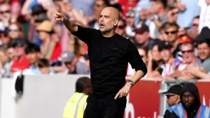 Pep Guardiola has vowed to “give everything” to beat Manchester United (John Walton/PA)