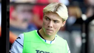 Rasmus Hojlund is close to joining Manchester United (Nigel French/PA)