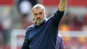 Ange Postecoglou was serenaded for a number of minutes by the away fans at Brentford last weekend (Nigel French/PA)