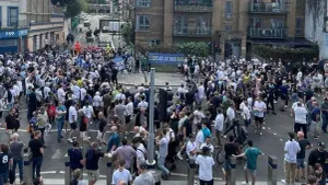 Tottenham fans protest ahead of the Manchester United match over the decision to increase matchday ticket prices for this se