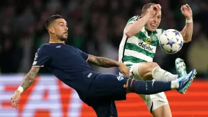 Celtic’s Alistair Johnston in action against Lazio (Andrew Milligan/PA)