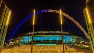 The FA will review whether to continue lighting the Wembley arch to mark tragedies (Amanda Rose/Wembley Park/PA)