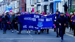 Everton fans marched in protest before Sunday’s Premier League game at Goodison Park (Peter Byrne/PA_