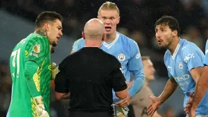 There have been fewer incidences of players surrounding referees this season (Martin Rickett/PA)