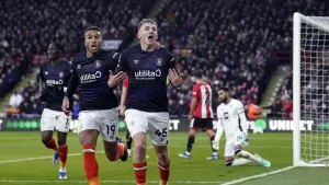 Alfie Doughty (right) celebrates scoring the opening goal (Danny Lawson/PA)