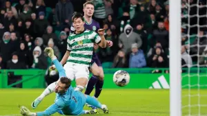 Oh Hyeon-gyu scores Celtic’s fourth goal (Steve Welsh/PA)