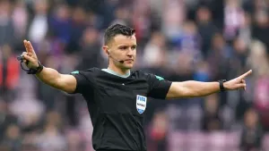 Nick Walsh gave no penalty which was confirmed by VAR (Jane Barlow/PA)