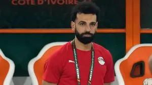 Mohamed Salah watched his team-mates draw (Themba Hadebe/AP)