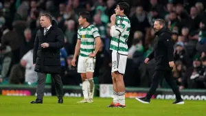 Brendan Rodgers reacts after the 1-1 draw (Andrew Milligan/PA)