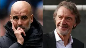 Pep Guardiola (left) says Manchester United co-owner Sir Jim Ratcliffe (right) speaks ‘the truth’ (Martin Rickett/Peter Byrn